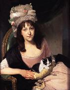 Portrait of Sophia Dumergue holding a cat Johann Zoffany